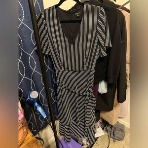 Petite Ann Taylor stripe tiered midi dress. Like new black and white. 12P